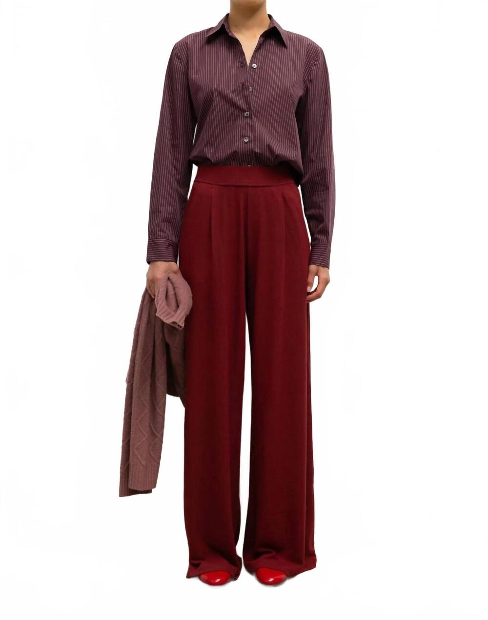 NEW LESET lauren pleated pocket pant in pinot